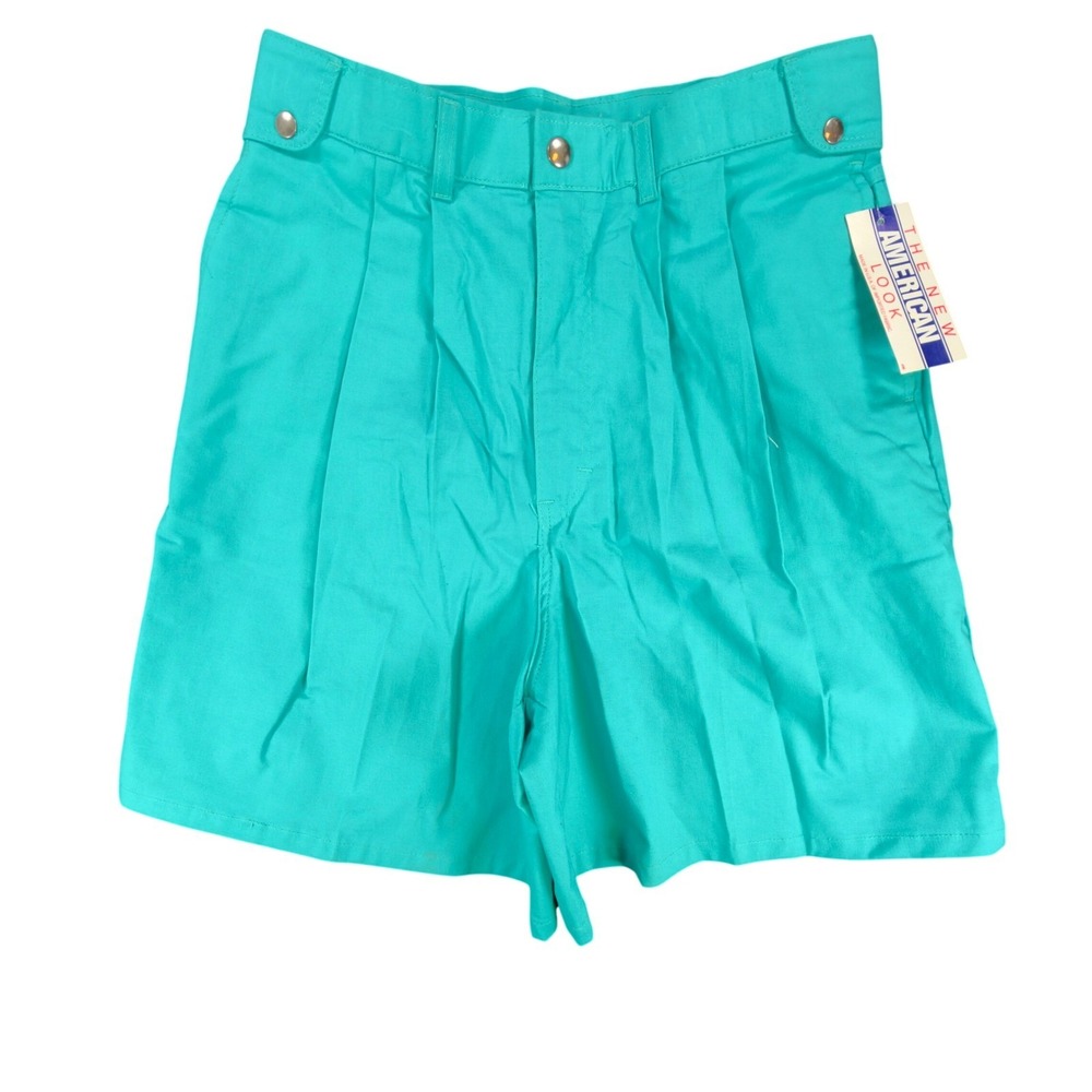 Lord Isaacs Sport Shorts Womens 11/12 Vintage 80s Aqua Teal Cotton Pleated USA